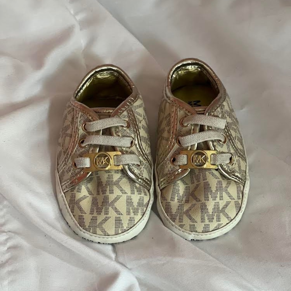 White and Gold Michael Kors infant Booties